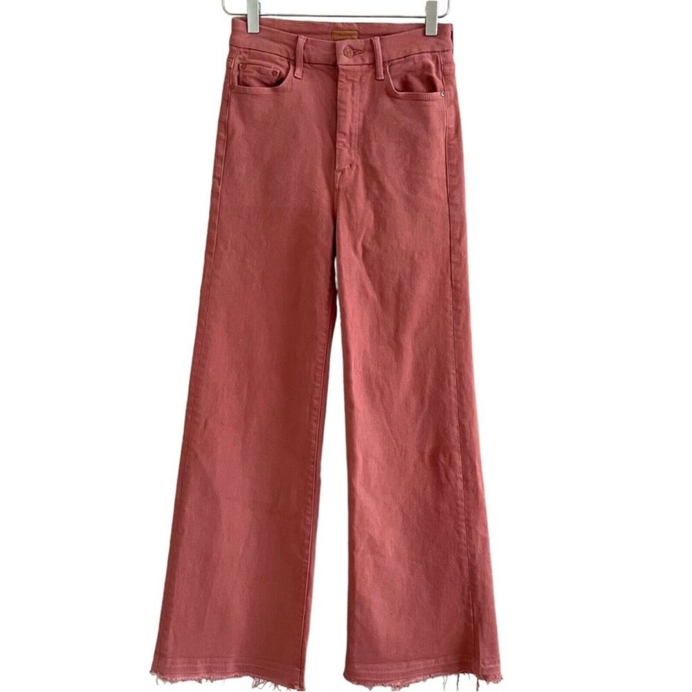 Mother High Waisted Roller Skimp Wide Leg Jeans Womens 27 Desert
Sand Raw Hem